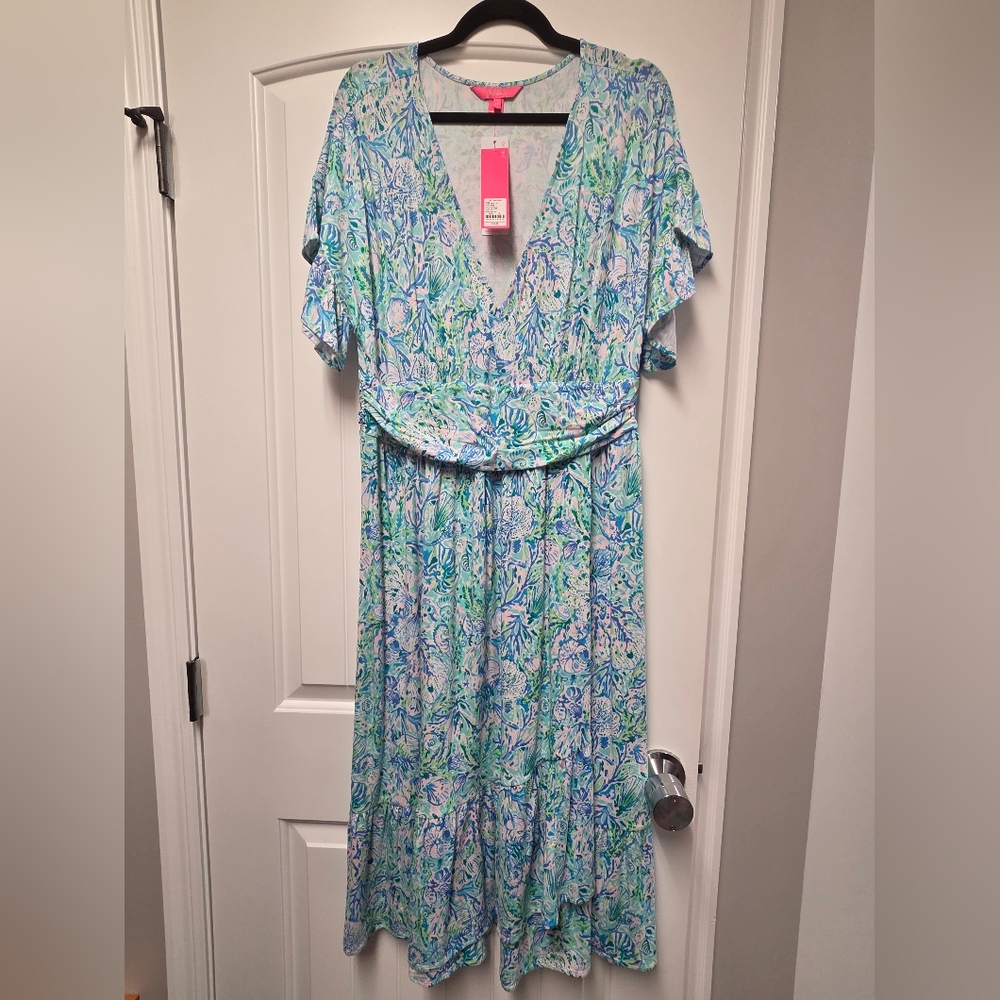 Lilly Pulitzer Blue Green Floral Maxi Dress